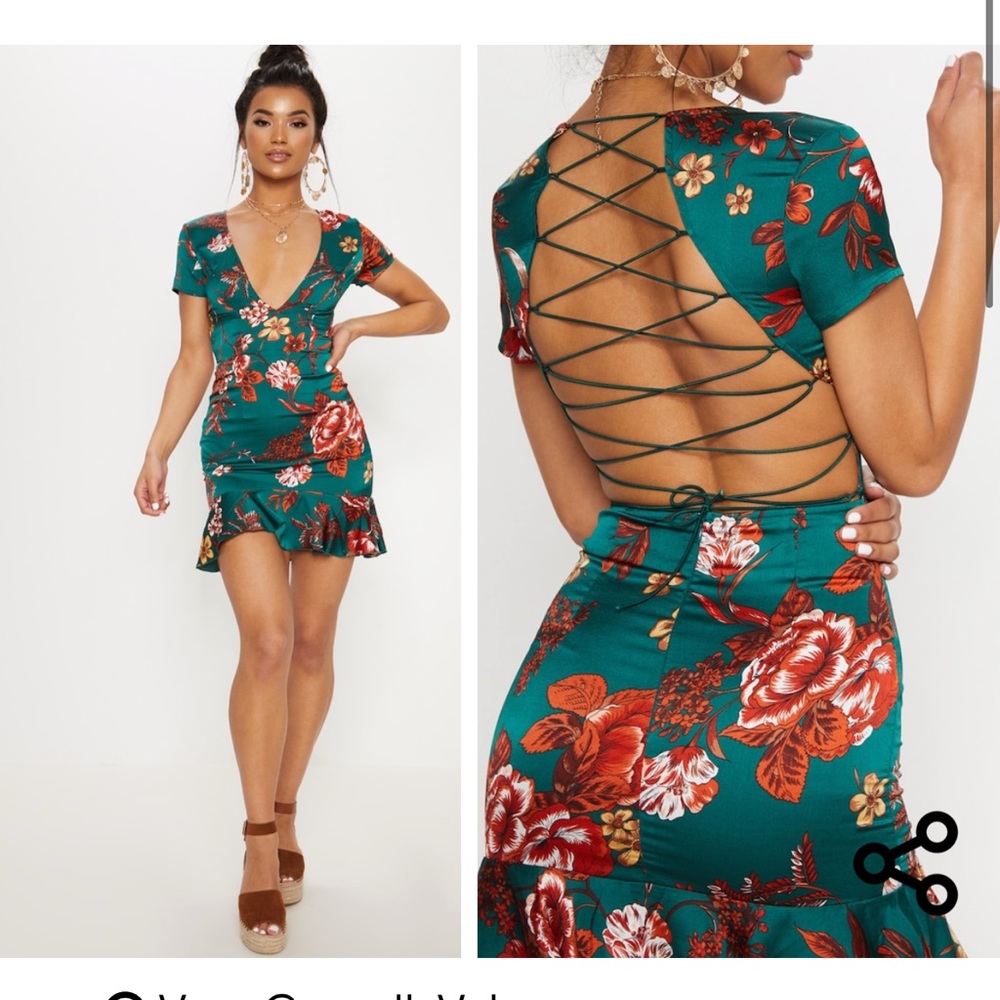 PLT Emerald Green Criss Cross Back Shift Dress